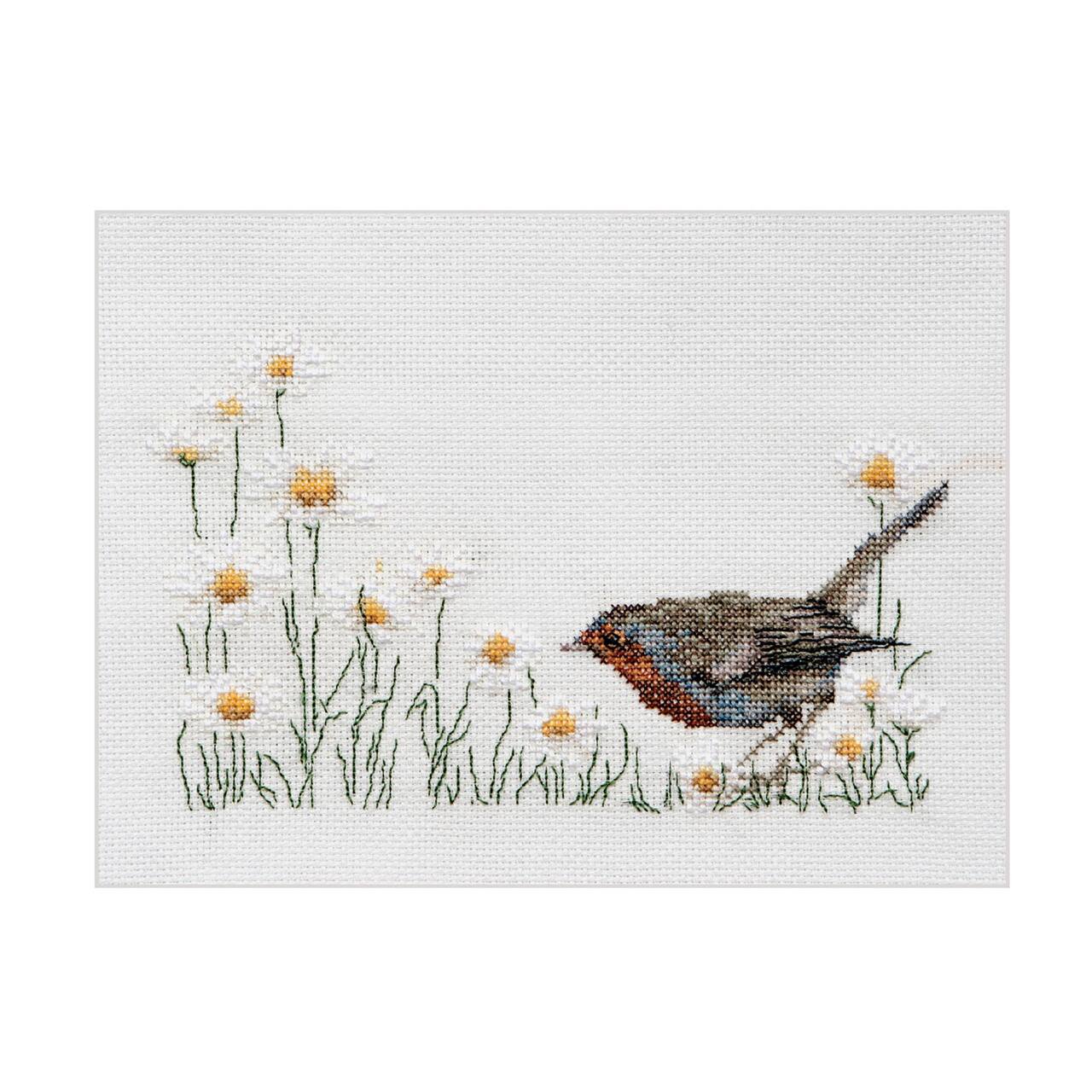 Thea Gouverneur Since 1959® Summer Robin & Daisies Counted Cross Stitch Kit